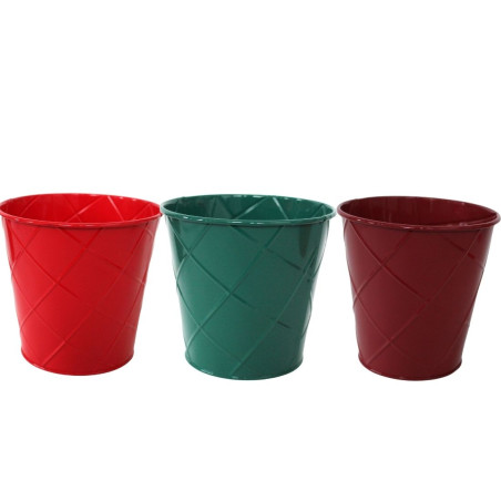 Cache-pot en zinc à relief - Quadrille - Grossiste fleuristes et jardineries