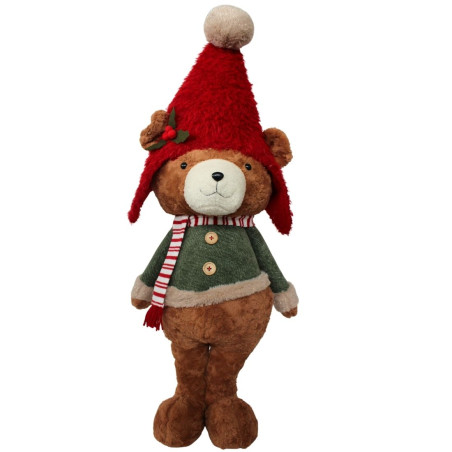 Ours debout à écharpe 90cm - Martin - Grossiste grosse déco Noël