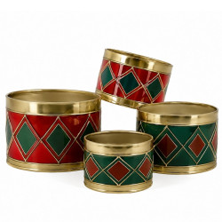 Ensemble de 4 cache-pots - Tambour - Fournisseur plantes noel