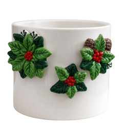 Cache-pot en relief 2 tailles - Poinsettia - Fournisseur pour fleuristes et jardineries