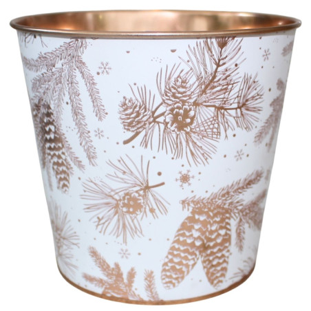 Cache-pot en zinc imprimé - Branche de pins - Grossiste pour fleuristes