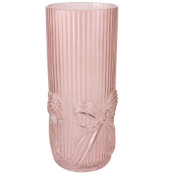 Vase cylindre en verre rose - Nœud - Grossiste verrerie fleuriste