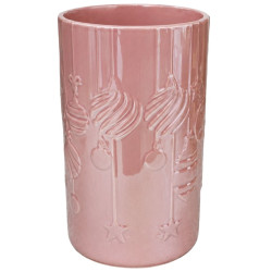 Vase rose nacré - Dolomite - Collection noel rose