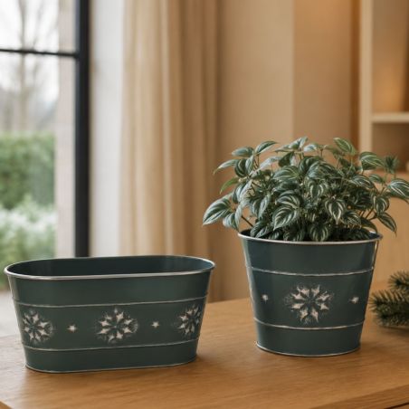Jardinière en zinc - Frise de flocons
