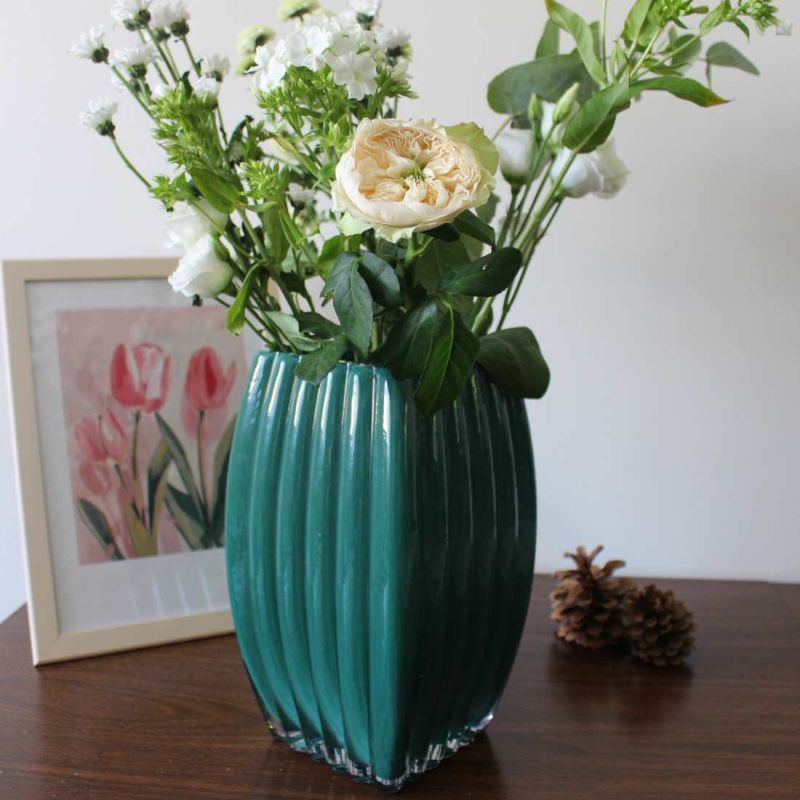 Vase strié en verre 2 tailles - Ecorcé