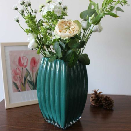 Vase strié en verre 2 tailles - Ecorcé