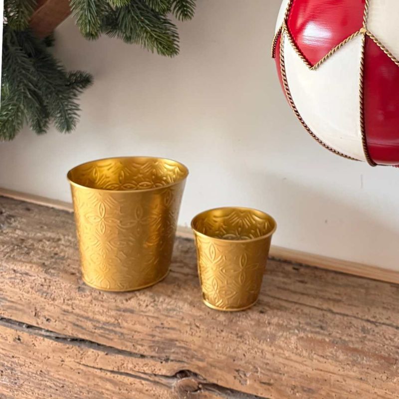 Cache-pot en zinc doré plusieurs tailles - Prestige