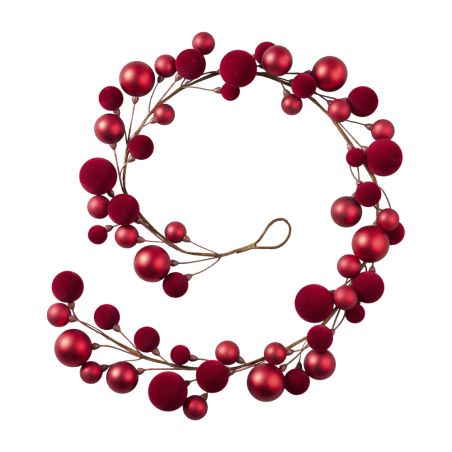 Guirlande de boules rouge/bordeaux