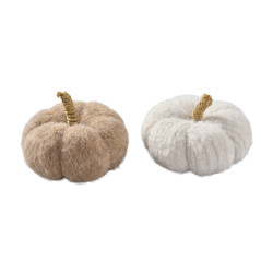 Ensemble de 2 citrouilles en tissu D. 6cm - Grossiste déco de Noël