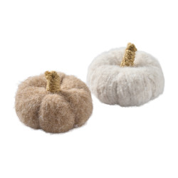 Ensemble de 4 citrouilles en tissu D. 4.5cm - Grossiste déco de Noël