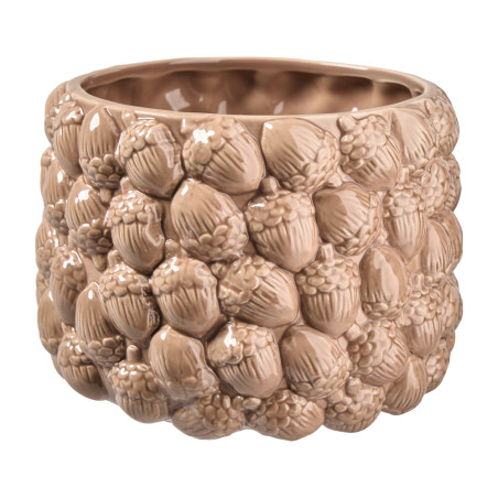Cache-pot gland brun 3 tailles - Roselin - Grossiste déco de Noël