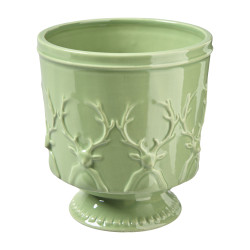 Cache-pot renne vert 2 tailles - Roselin - Grossiste déco de Noël