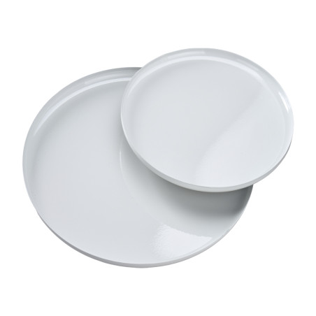 Ensemble de 2 plateaux en métal gris clair - Grossiste déco de Noël