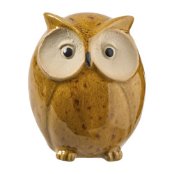 Hibou en céramique ocre - Veillé - Grossiste déco de Noël