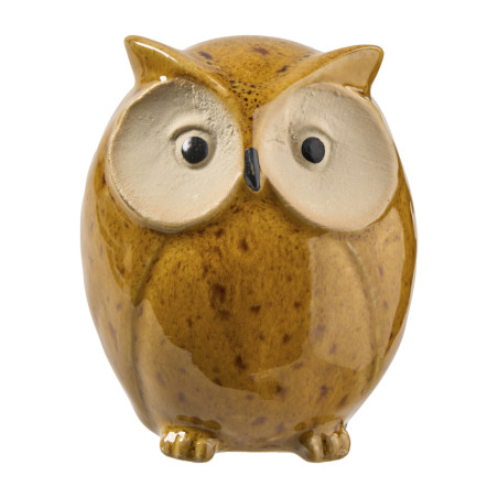 Hibou en céramique ocre - Veillé - Grossiste déco de Noël