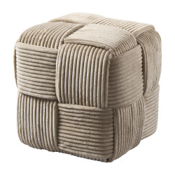 Pouf en tissu beige 2 tailles - Pompon - Grossiste déco de Noël