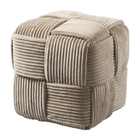 Pouf en tissu beige 2 tailles - Pompon - Grossiste déco de Noël