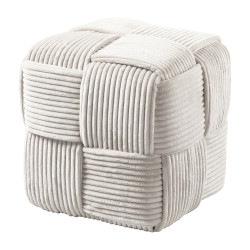 Pouf en tissu blanc 2 tailles - Pompon - Grossiste déco de Noël