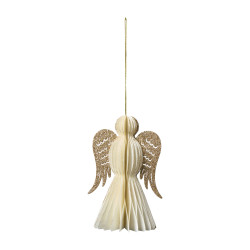 Sachet de 4 anges en papier à suspendre 14cm - Frimas - Grossiste dé