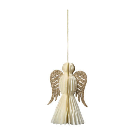 Sachet de 4 anges en papier à suspendre 14cm - Frimas - Grossiste dé