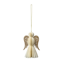 Sachet de 6 anges en papier à suspendre 12cm - Frimas - Grossiste dé