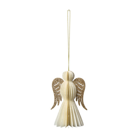Sachet de 6 anges en papier à suspendre 12cm - Frimas - Grossiste dé