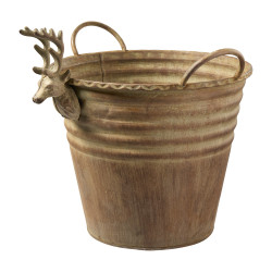 Seau en métal tête de cerf - Artic - Grossiste déco de Noël