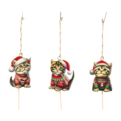 Sachet de 3 chatons en métal - Aurora - Grossiste déco de Noël