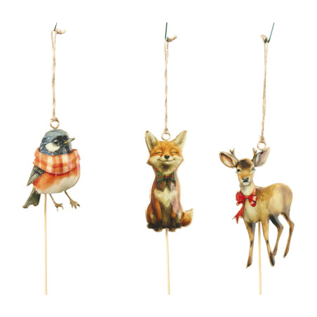 Sachet de 3 animaux de la forêt en métal - Aurora - Grossiste déco d