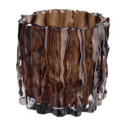 Photophore verre ondulé brun 2 tailles - Lumy - Grossiste déco de No