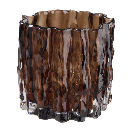 Photophore verre ondulé brun 2 tailles - Lumy - Grossiste déco de No