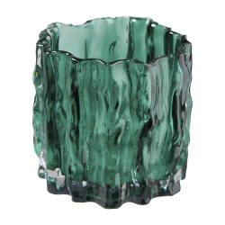 Photophore verre ondulé vert 2 tailles - Lumy - Grossiste déco de No