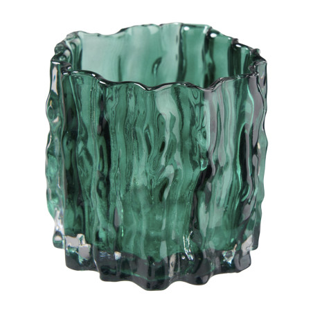 Photophore verre ondulé vert 2 tailles - Lumy - Grossiste déco de No