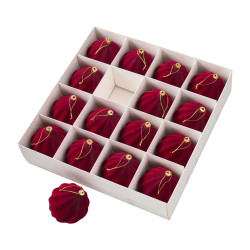 Paquet de 16 boules en tissu bordeaux - Noblio - Grossiste déco de N
