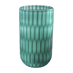 Vase en verre nervuré bleu - Satine - Grossiste déco de Noël