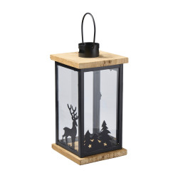 Lanterne renne en métal 2 tailles - Biscus - Grossiste déco de Noël
