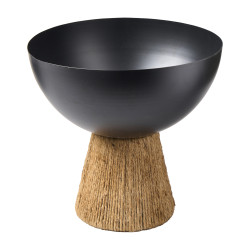 Coupe en métal noir pied jute 2 tailles - Praline - Grossiste déco d