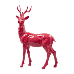 Renne debout en résine rouge - Astra - Grossiste déco de Noël