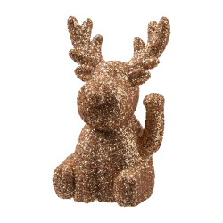 Renne assis or pailleté - Carma - Grossiste déco de Noël