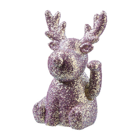 Renne assis champagne pailleté - Carma - Grossiste déco de Noël