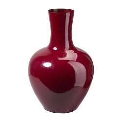 Vase en métal col etroit bordeaux - Luna - Grossiste déco de Noël
