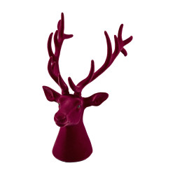 Buste de renne bordeaux - Féeline - Grossiste déco de Noël