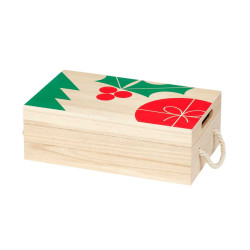Coffret en bois avec corde et couvercle - Noël Nature - Fournisseur pour les pros