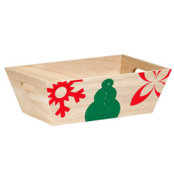 Barquette en bois avec poignée - Noël nature - Fournisseur des professionnels