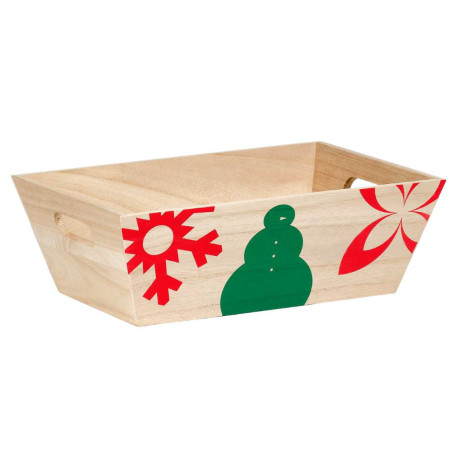 Barquette en bois avec poignée - Noël nature - Fournisseur des professionnels