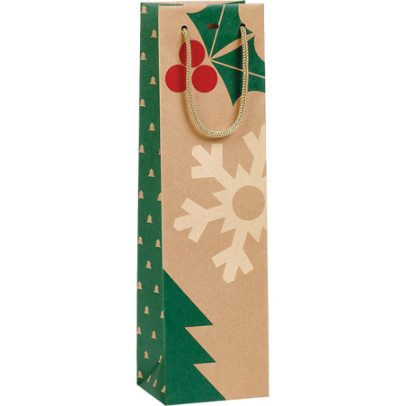 Sac en papier porte bouteille - Noël nature - Fournisseur des professionnels