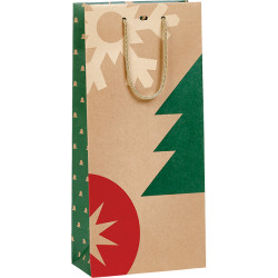 Sac en papier porte 2 bouteilles - Noël nature - Fournisseur des professionnels