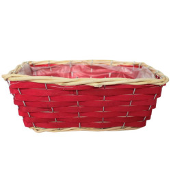 Corbeille en osier rectangle rouge - Noely - Fournisseur des professionnels