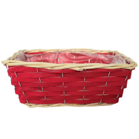 Corbeille en osier rectangle rouge - Noely - Fournisseur des professionnels