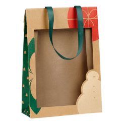 Sac en kraft à fenetre 3 tailles - Noël nature